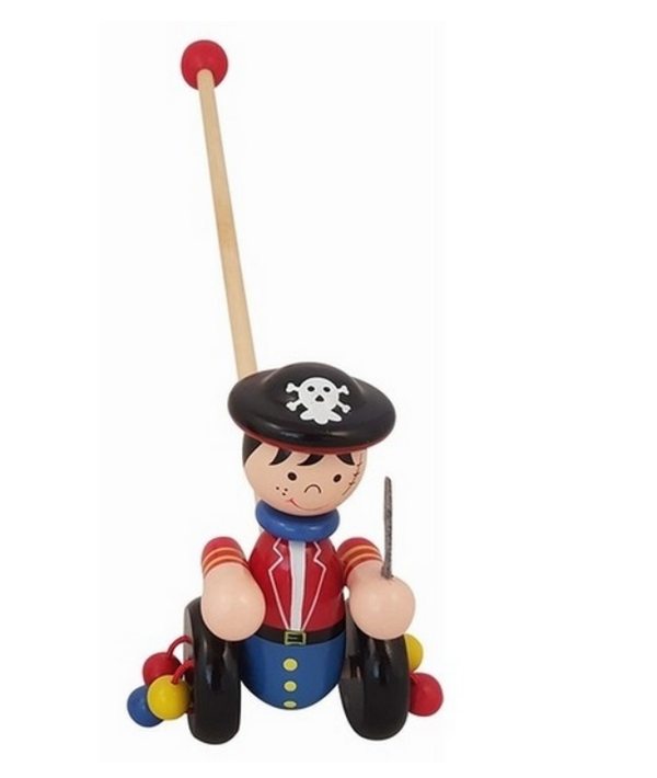 Holz Schiebespielzeug "Pirat"  hilft auch beim laufen LERNEN